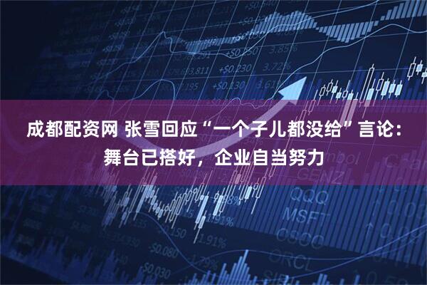 成都配资网 张雪回应“一个子儿都没给”言论:舞台已搭好,企业自当努力